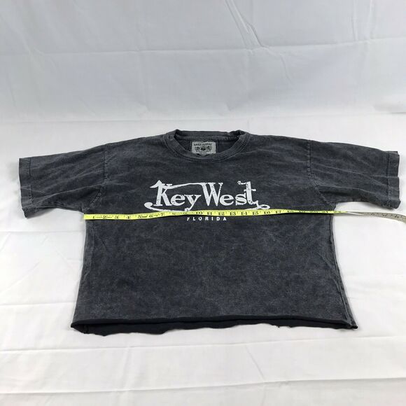 Key West Florida distressed crop top tshirt large Raw Hem Basix‎ Vintage - Picture 4 of 10